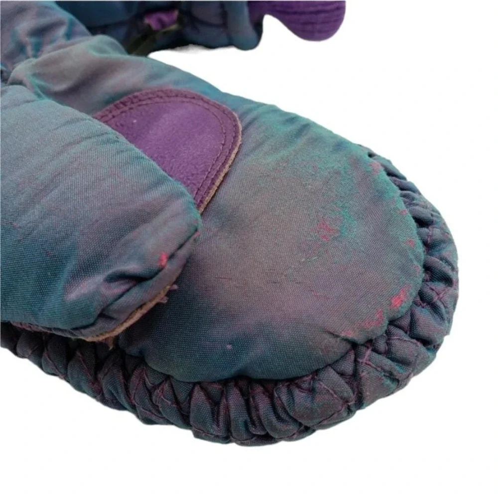 Vintage Thinsulate Quilted‎ Mittens Iridescent Purple Kids Winter Youth Sz 2-4